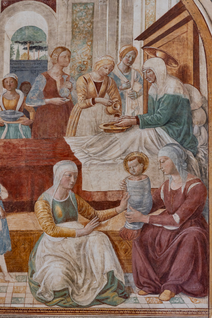 Castelfiorentino, Museo Bego, Tabernacolo della Visitazione: affresco di Benozzo Gozzoli, 1490. Particolare.