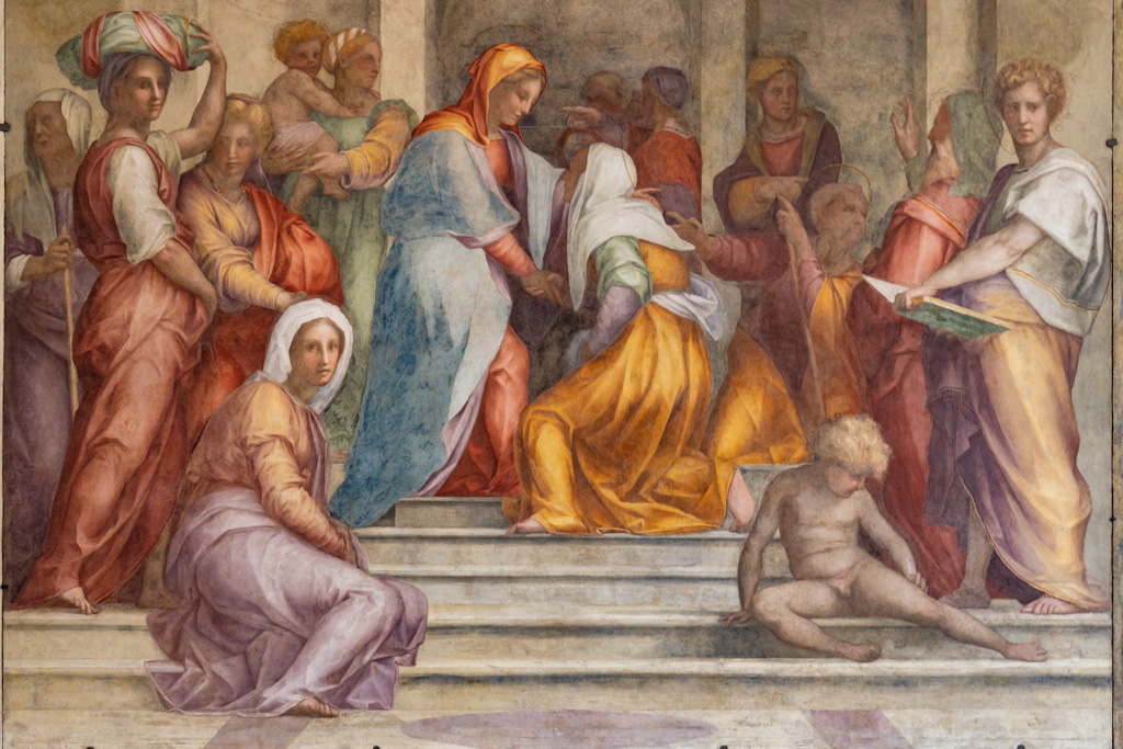 Basilica della Santissima Annunziata, Chiostro degli Oggetti Votivi: Visitazione, affresco di Pontormo, 1514-6.